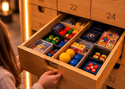Geöffnete Schublade mit Spielmaterial
